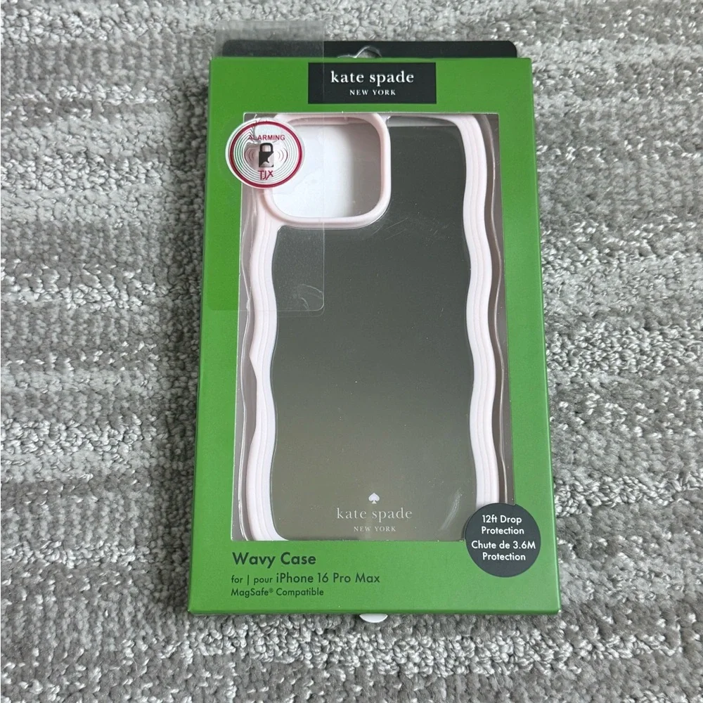 kate spade mirrored wavy iPhone 16 Pro Max Case with Light Pink Trim